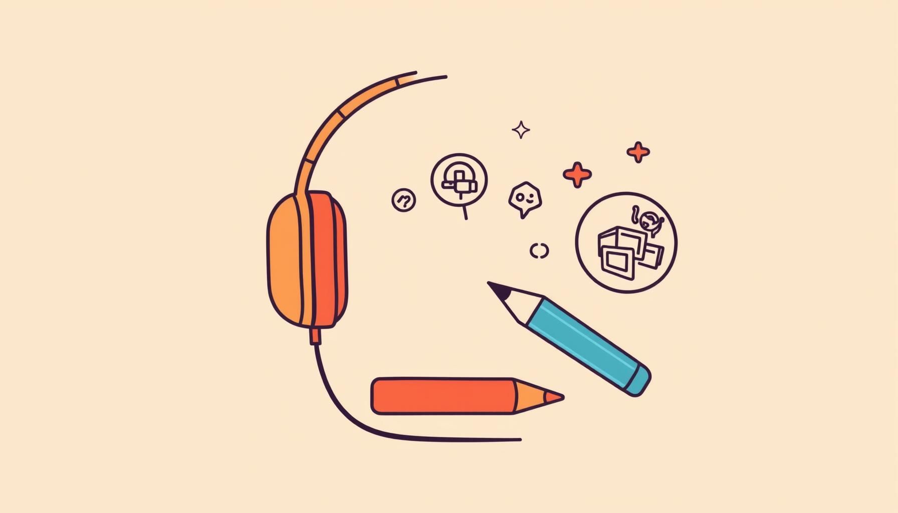 enfant écoutant avec casque audio coloré, expression de découverte