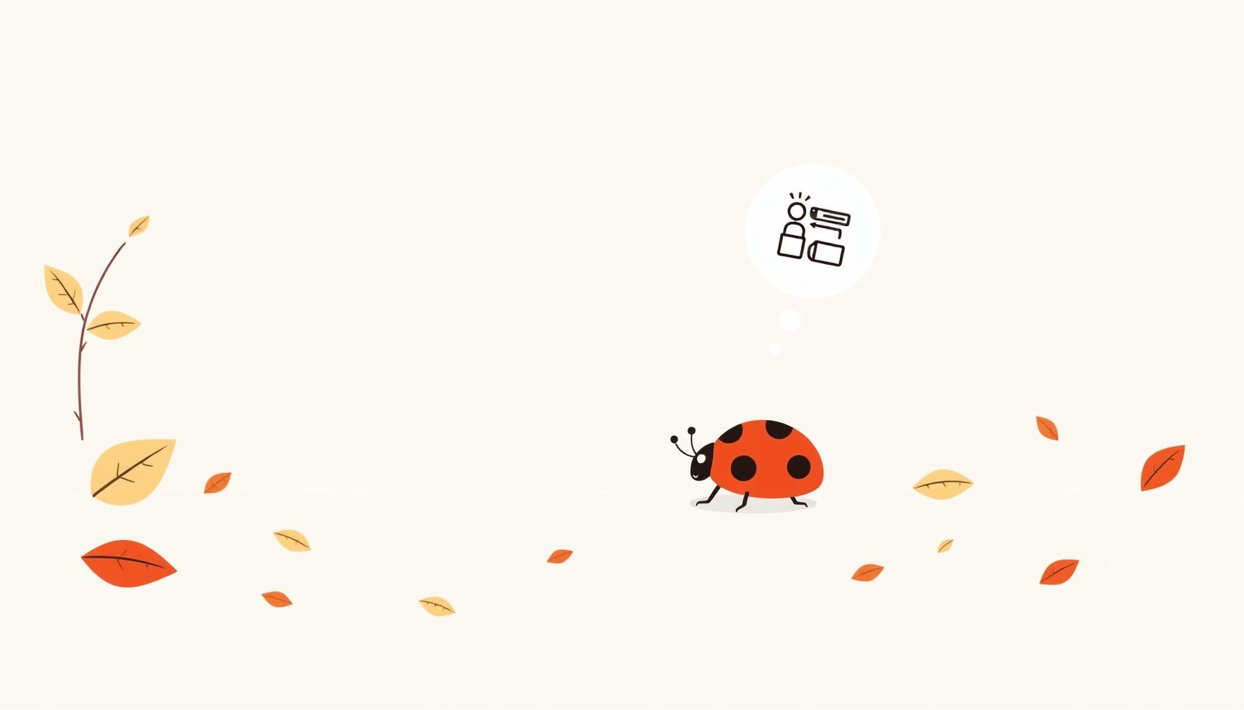Father and daughter walking home from school spotting a ladybug