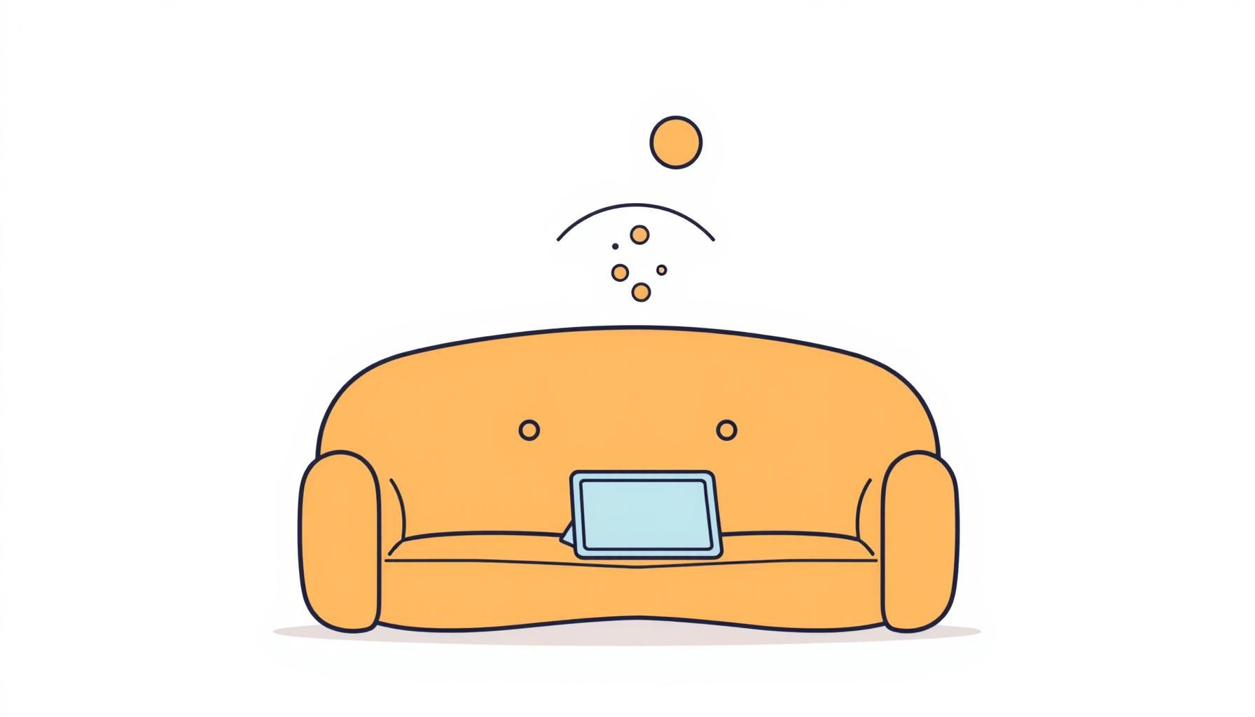 Keluarga menonton kursus online bersama di sofa