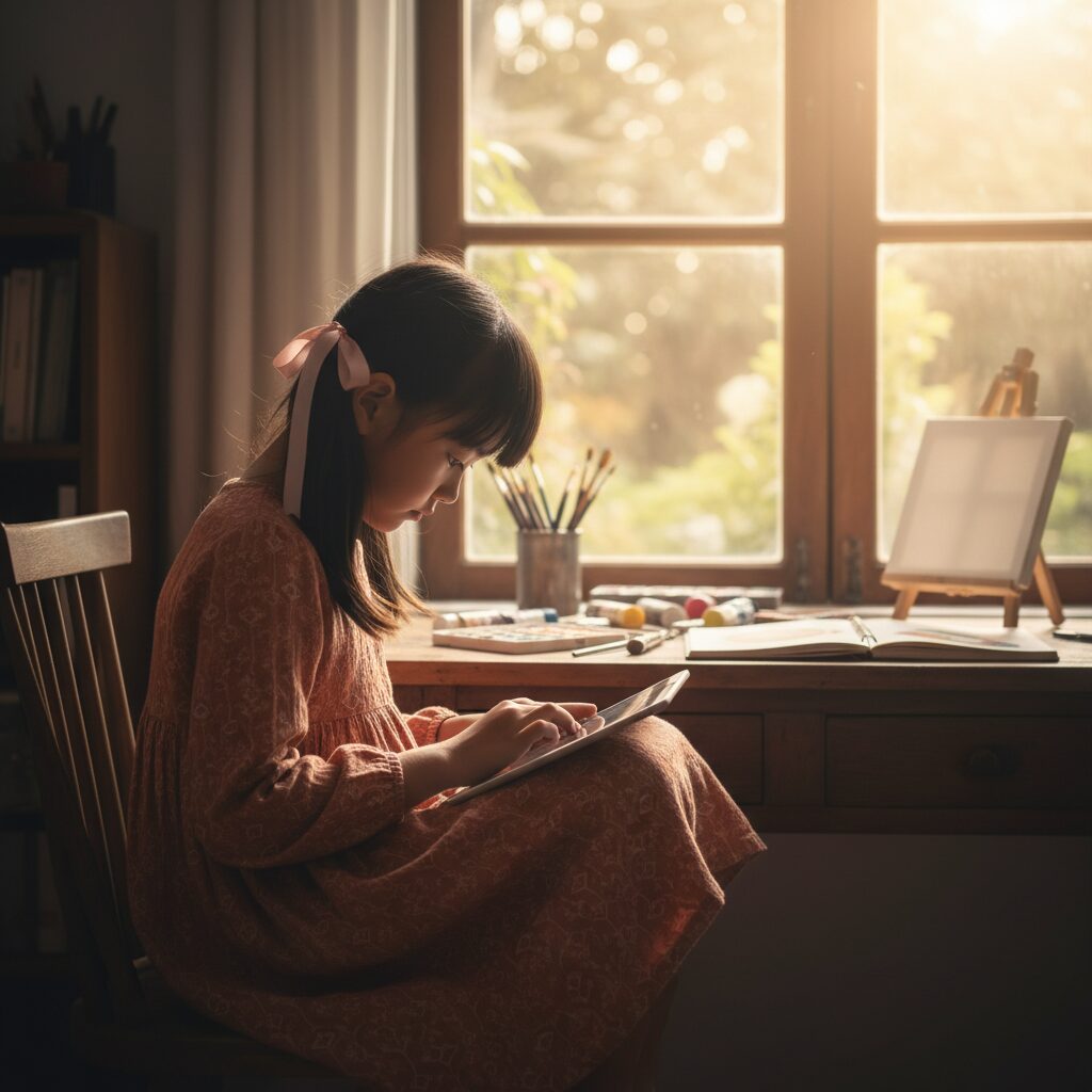 Bé trai vật vờ xem hết video AI này đến video khác như robot