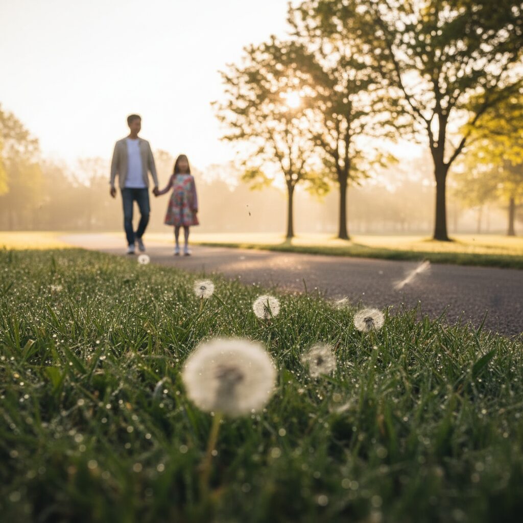 父亲与女儿温馨对视建立信任