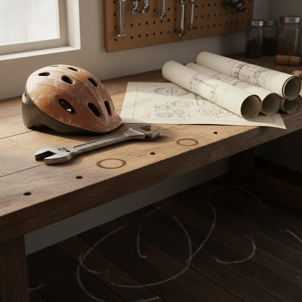 Criança aprendendo andar de bicicleta com pai segurando selim