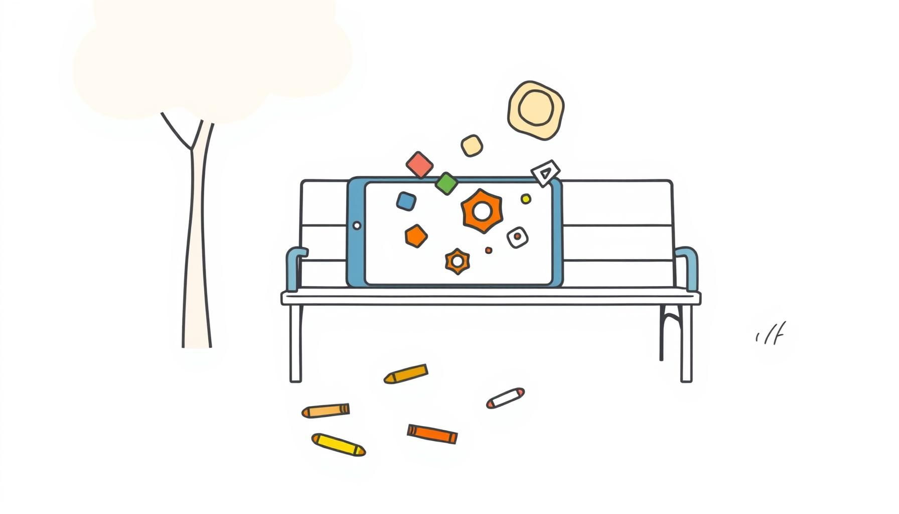 Familia explorando aplicaciones educativas al aire libre