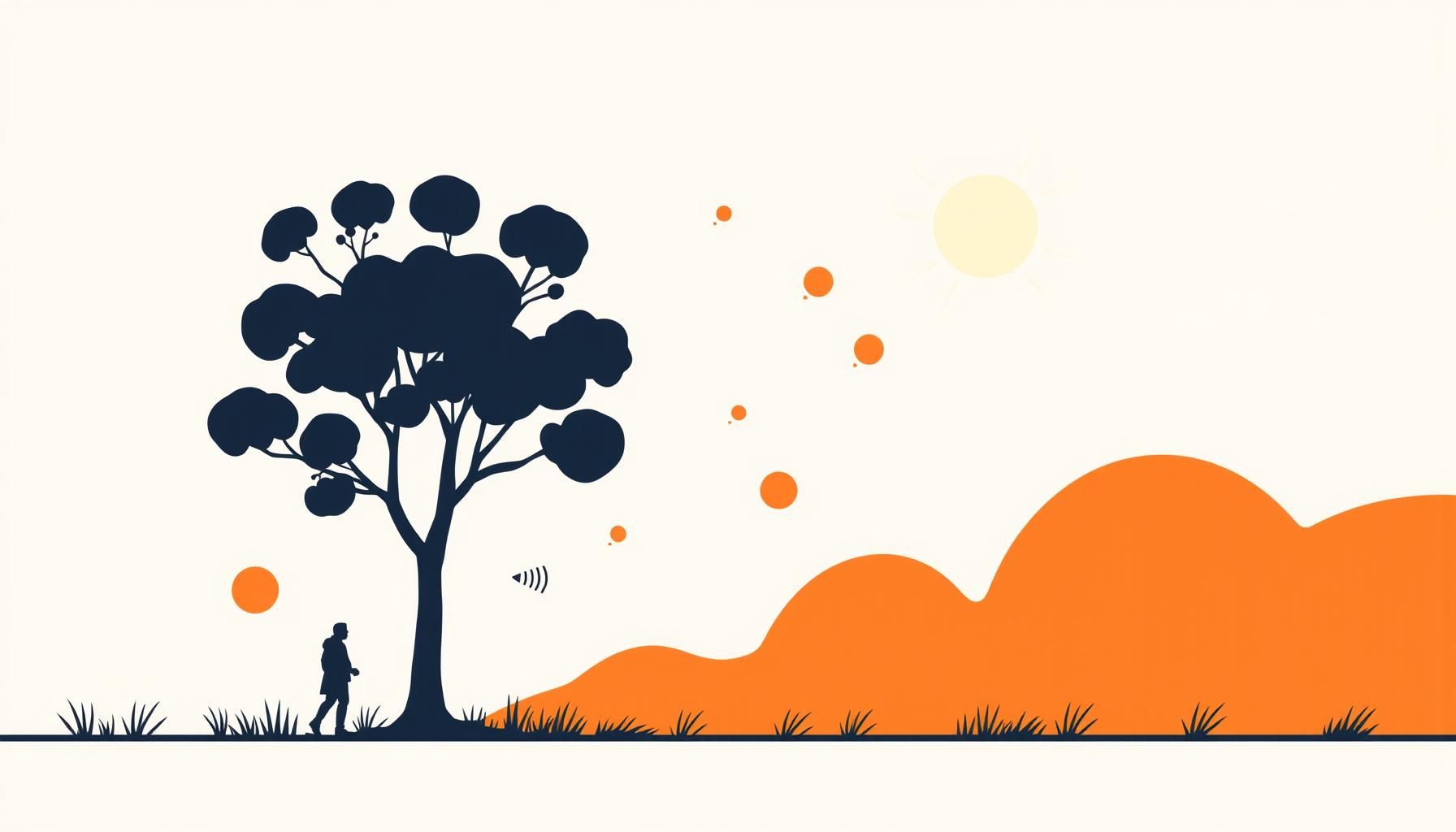 가족이 산책길에서 서로를 바라보며 미소 짓는 모습