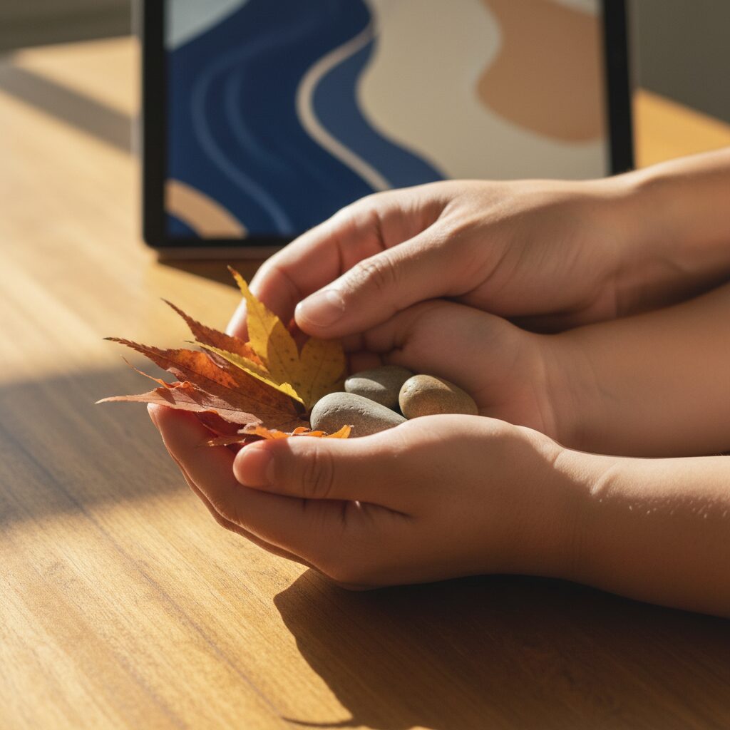 晴天公园里父母与孩子牵手行走