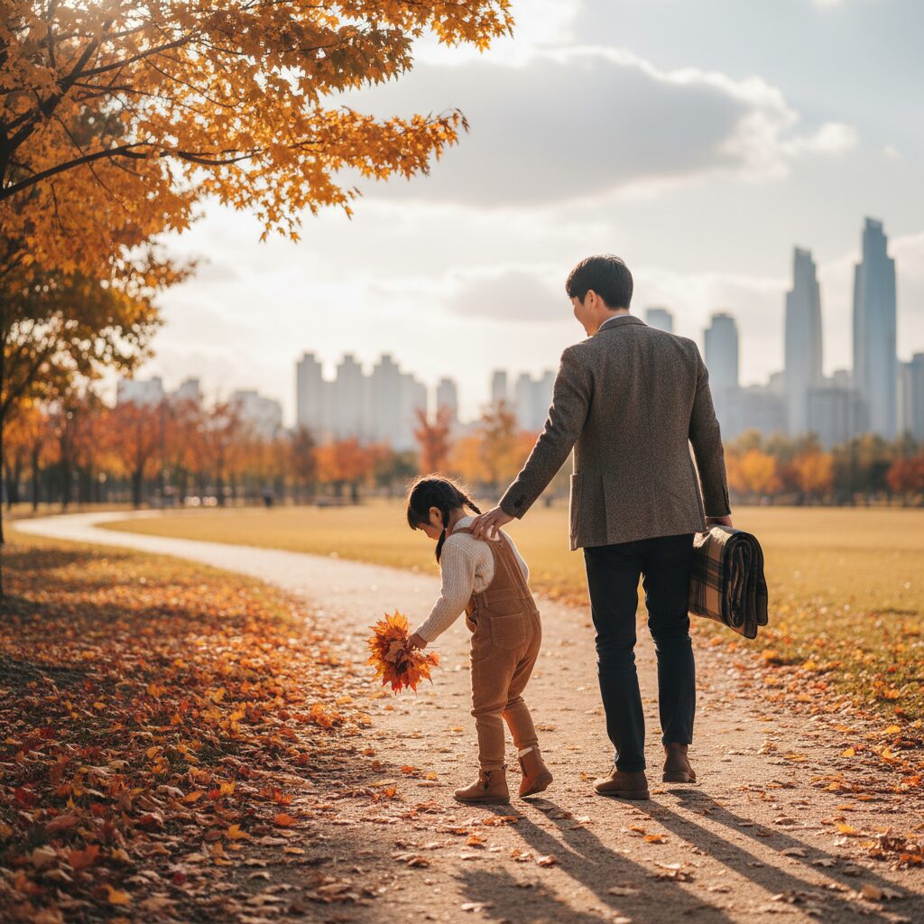 Anak bermain di taman sambil tersenyum