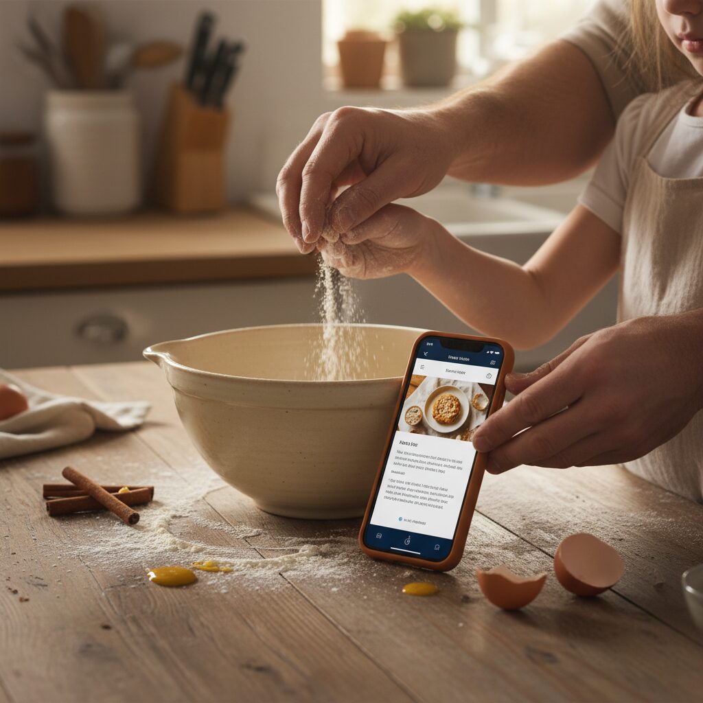 Keluarga memasak bersama di dapur