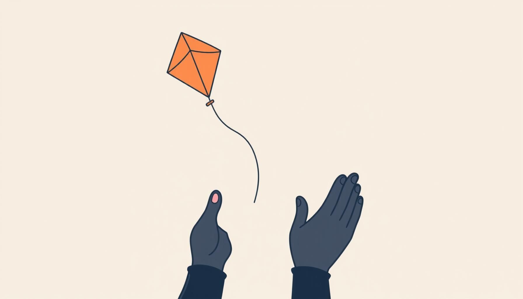 傍晚公园父女一起放风筝