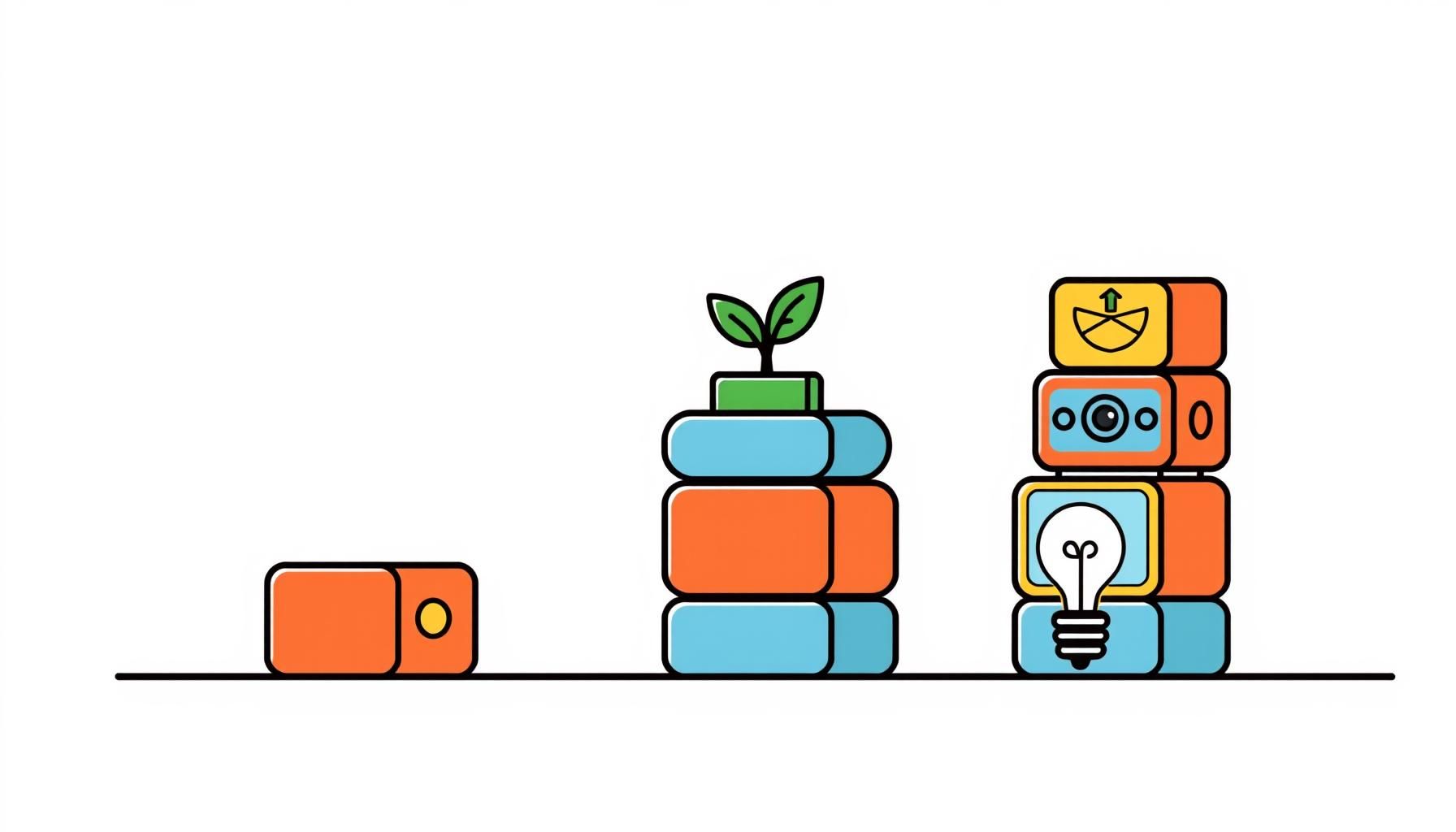 Enfant manipulant des blocs de code visuel colorés