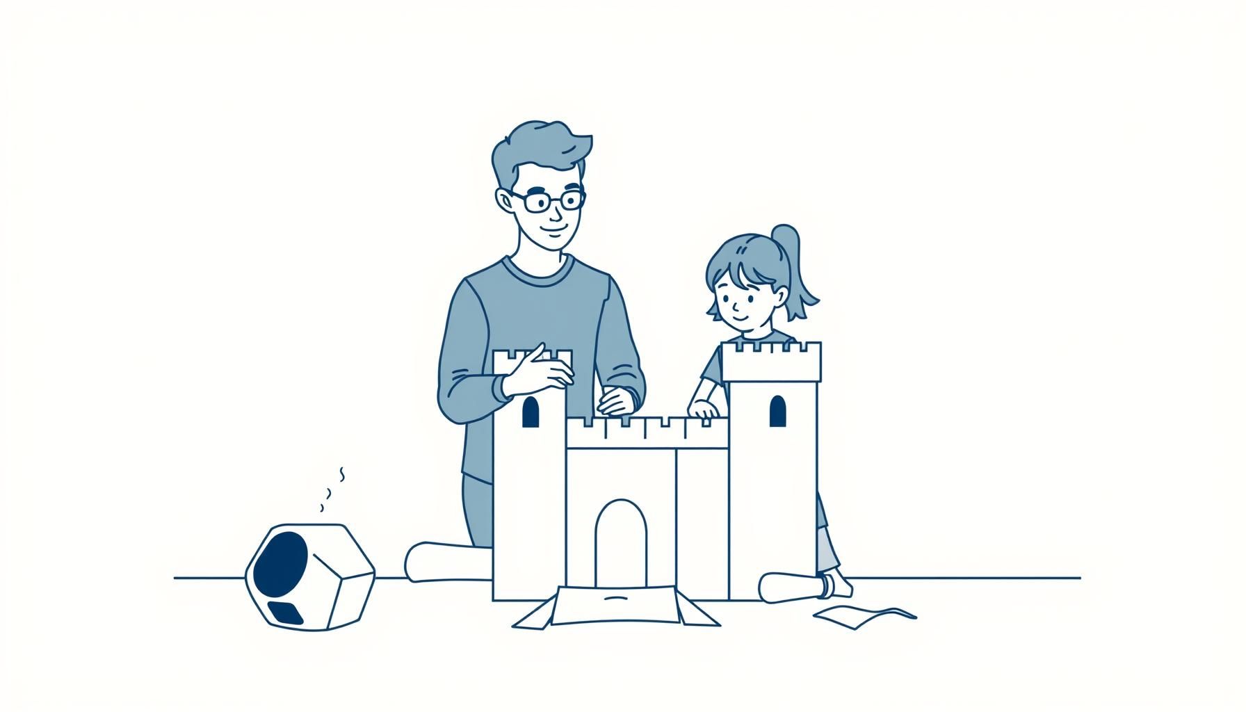 Família sentada no sofá com tablets abertos e olhos cheios de expectativa