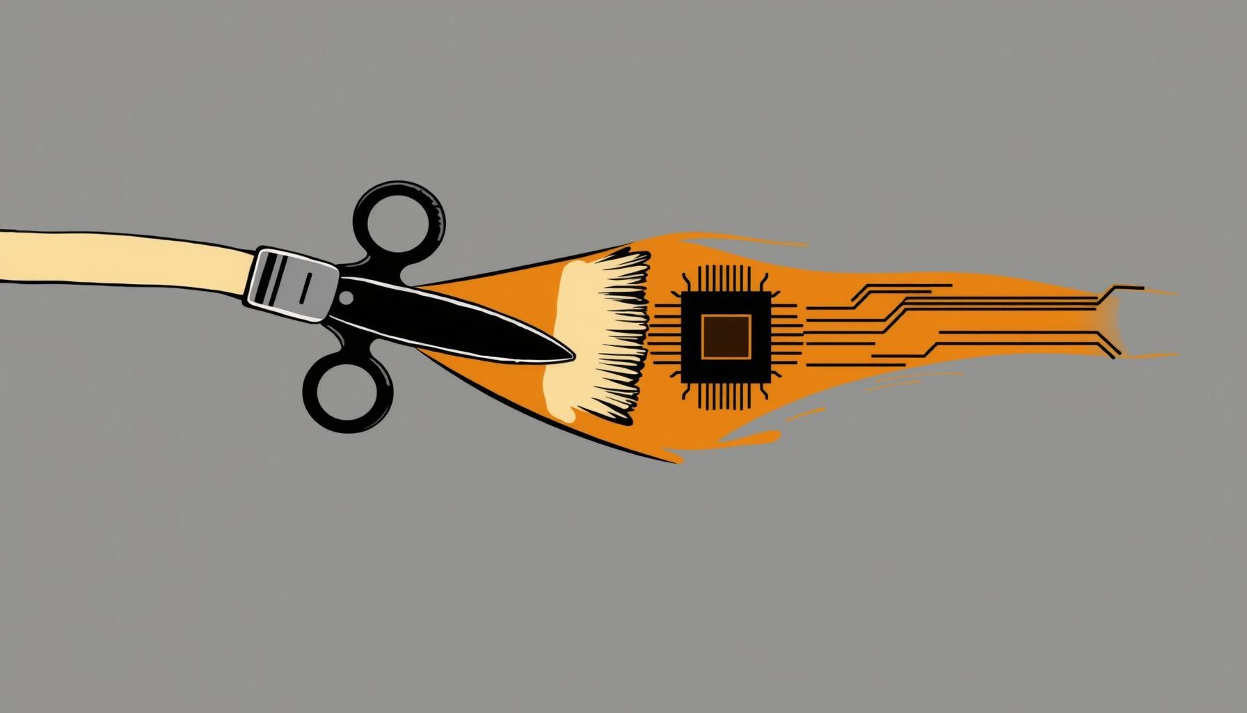 헤드셋을 쓴 영화 감독이 AI 생성 영화 장면을 분석하는 모습