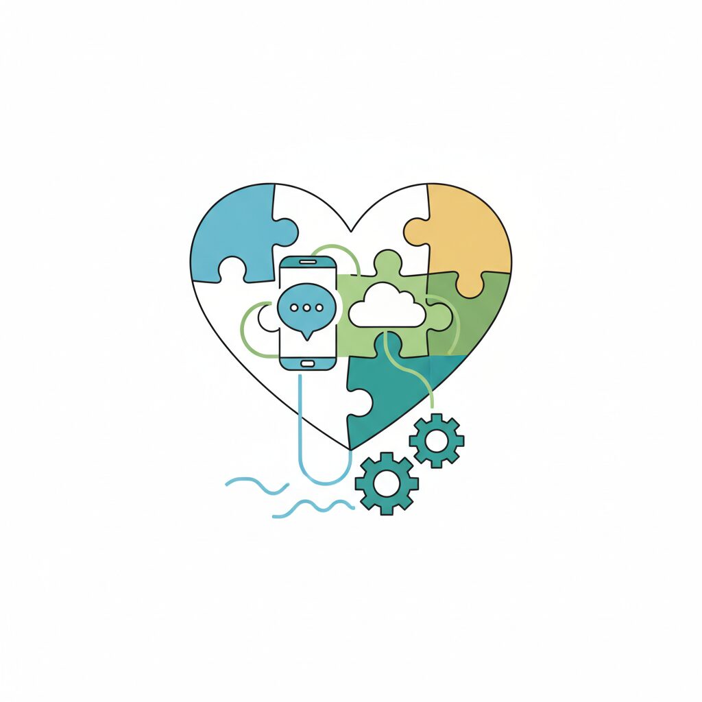 Parent connecting apps on laptop to create AI health tool