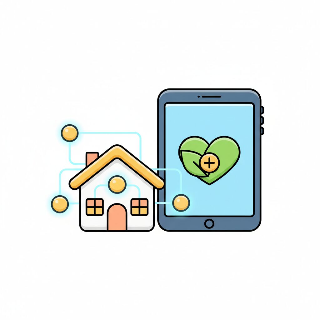 Padres e hijos usando tecnología juntos en casa