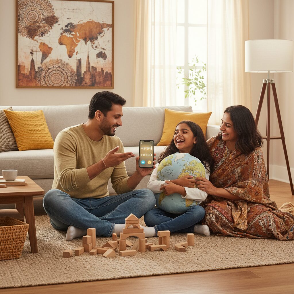 Crianças brincando de detetives culturais com tablets