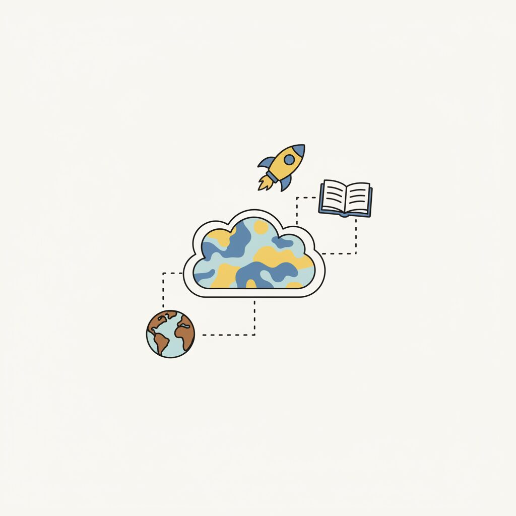 아이가 태블릿으로 AI와 상호작용하며 밝게 웃는 모습