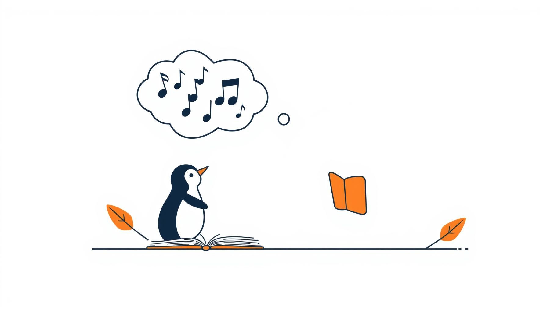 Pinguim falante representando aprendizado com IA