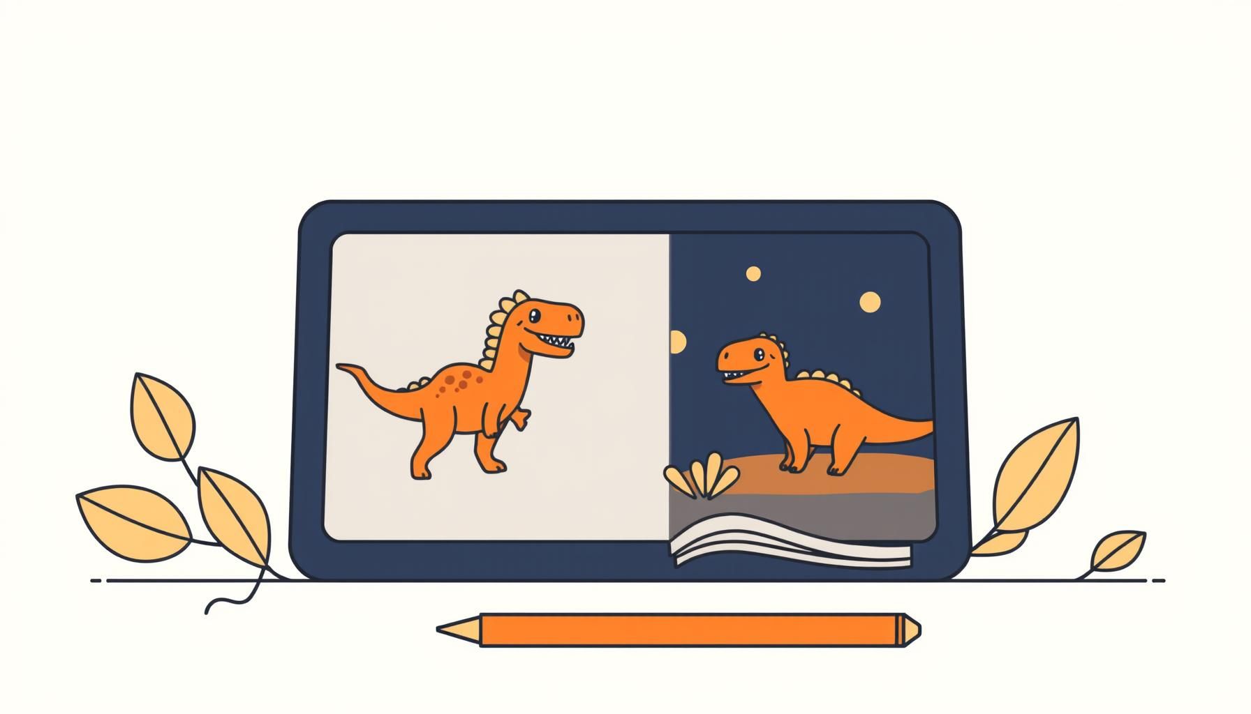 Criança usando tablet e livro físico