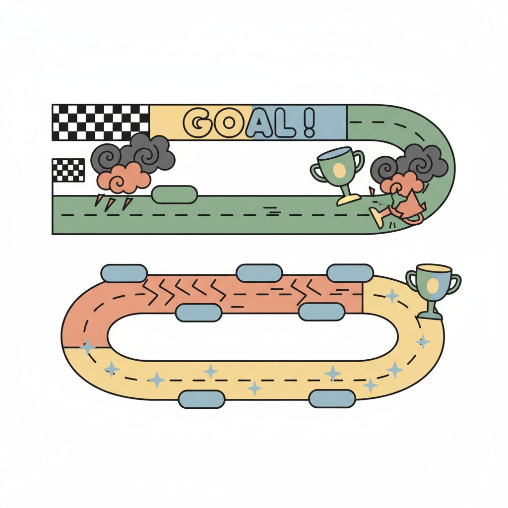 블록 쌓기 놀이를 통해 과정의 중요성을 배우는 아이와 아빠