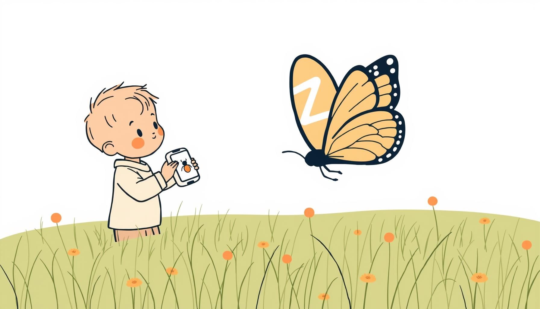 父女在公园用平板观察自然