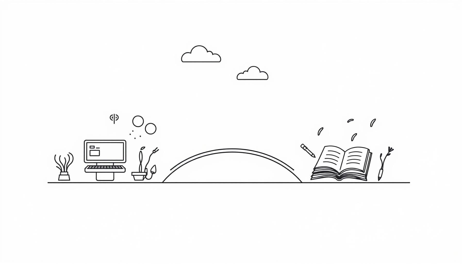 孩子一边用电脑一边手工制作模型的画面