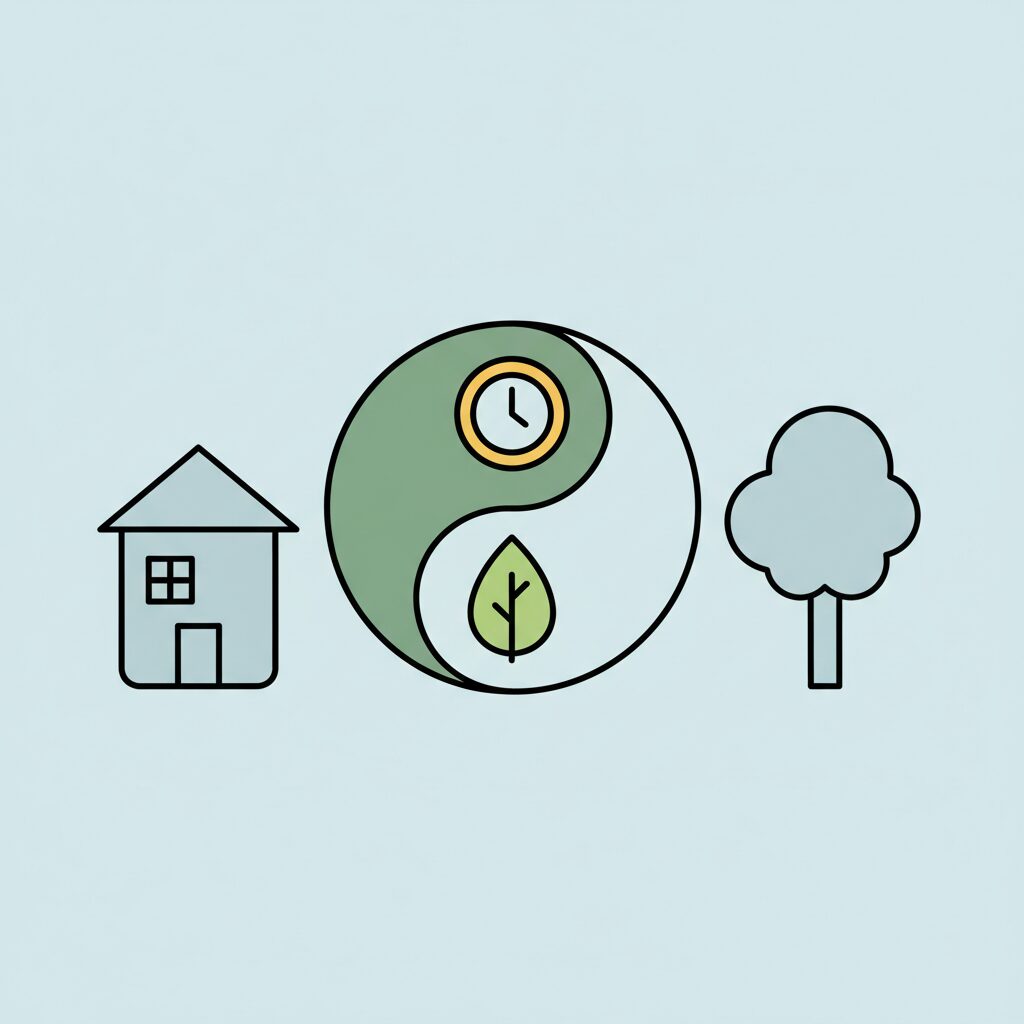 Orang tua dan anak berjalan bersama di taman dengan ekspresi bahagia