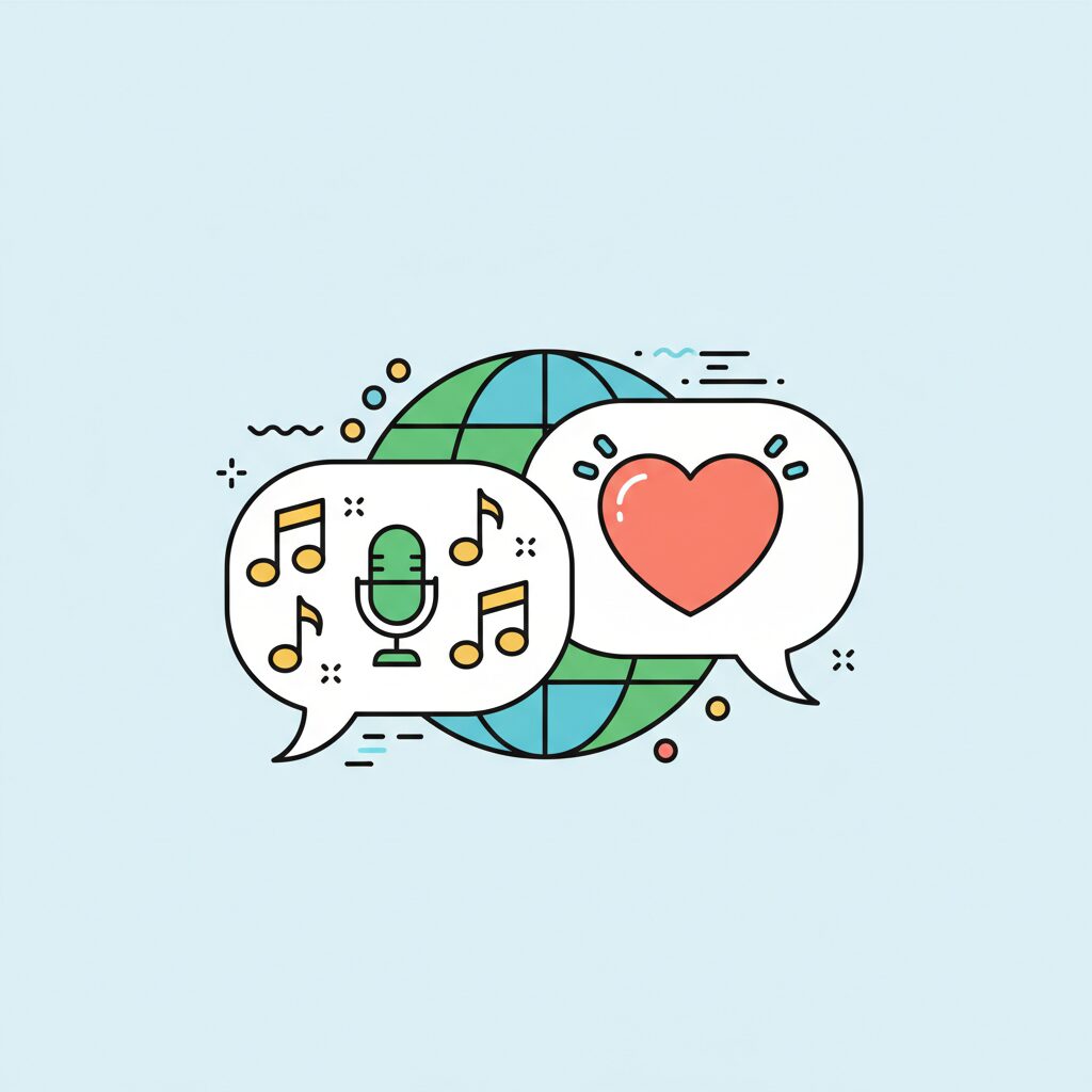 祖父と孫がタブレット越しに笑い合う姿 リアルタイム翻訳中