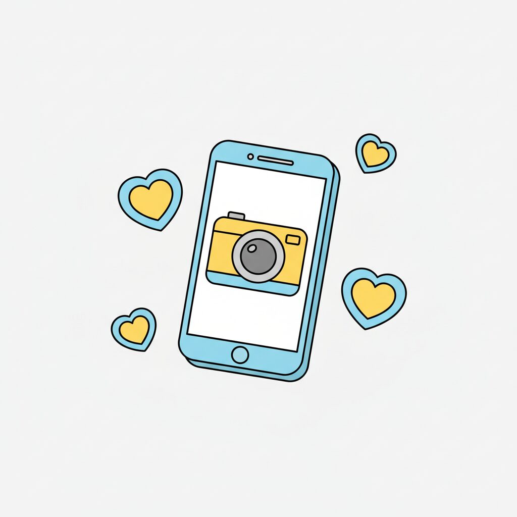 Pai ajustando câmera com interface de assistente em realidade aumentada