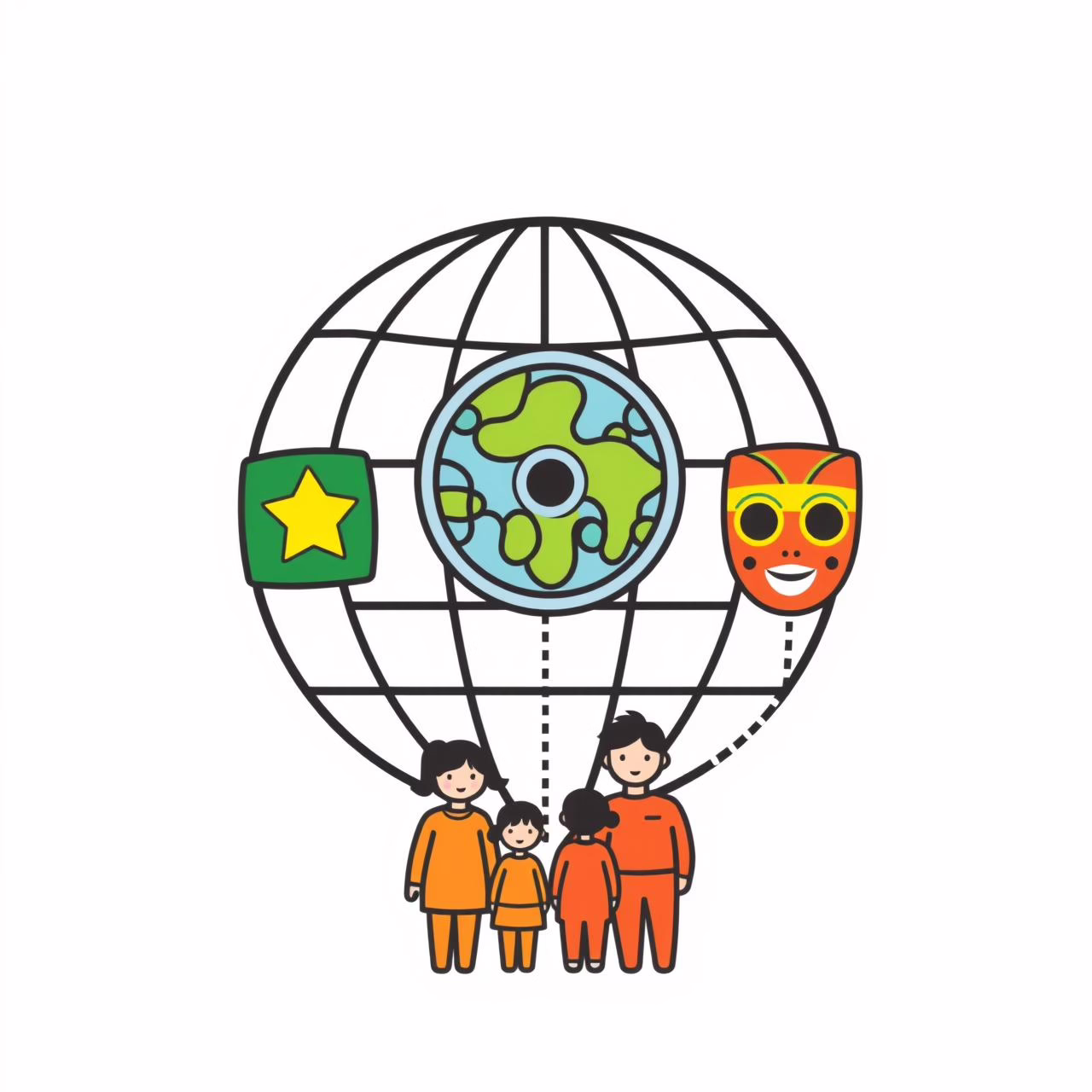 Family enjoying generative wallpapers on smart TV