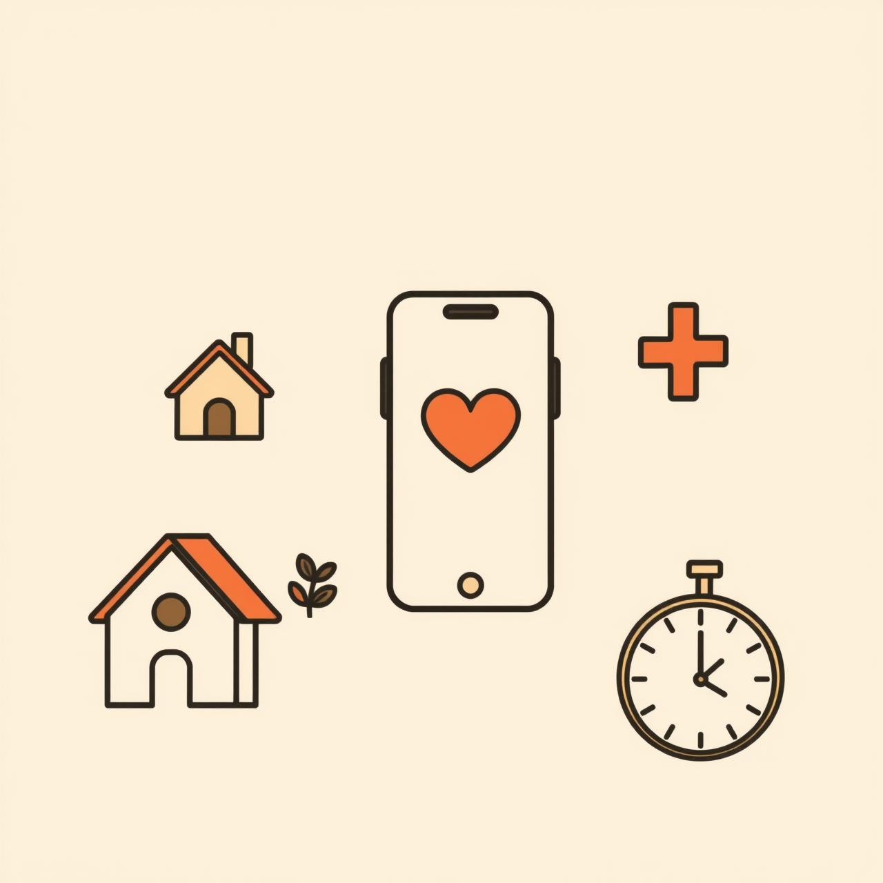 Family video call with smartphone showing health alerts