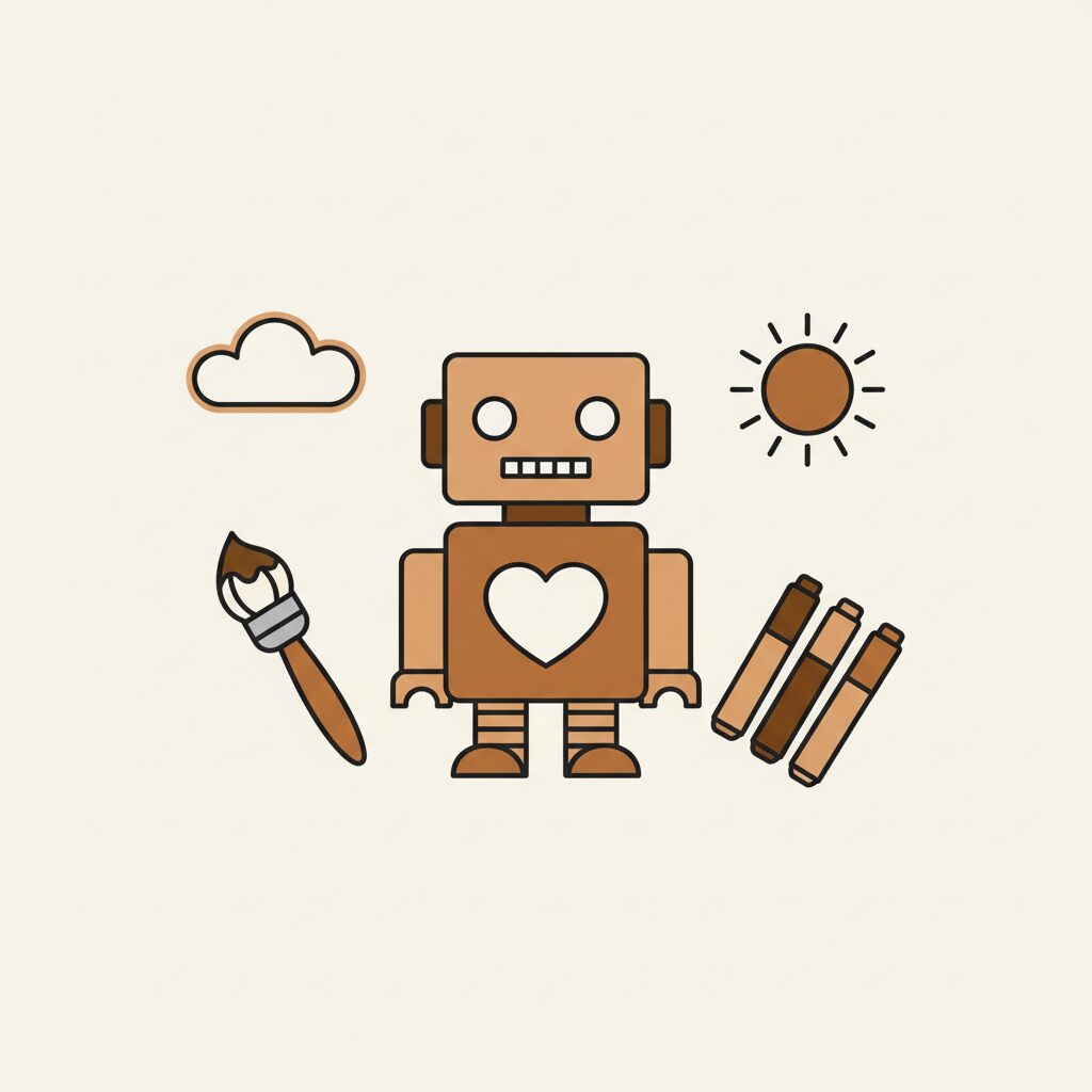 Padre e hijo construyendo un robot de cartón juntos