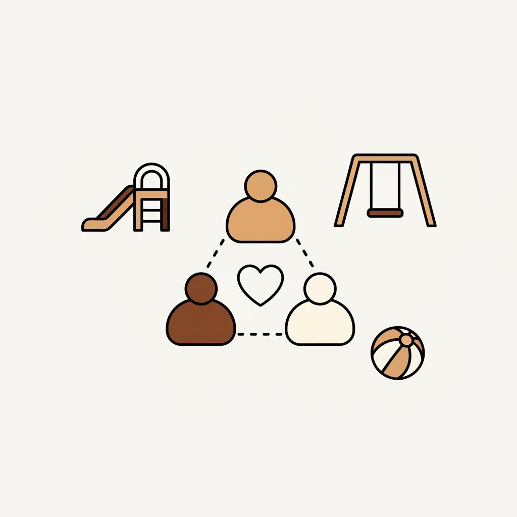 Groupe d'enfants jouant librement dans un parc, riant et partageant des moments spontanés