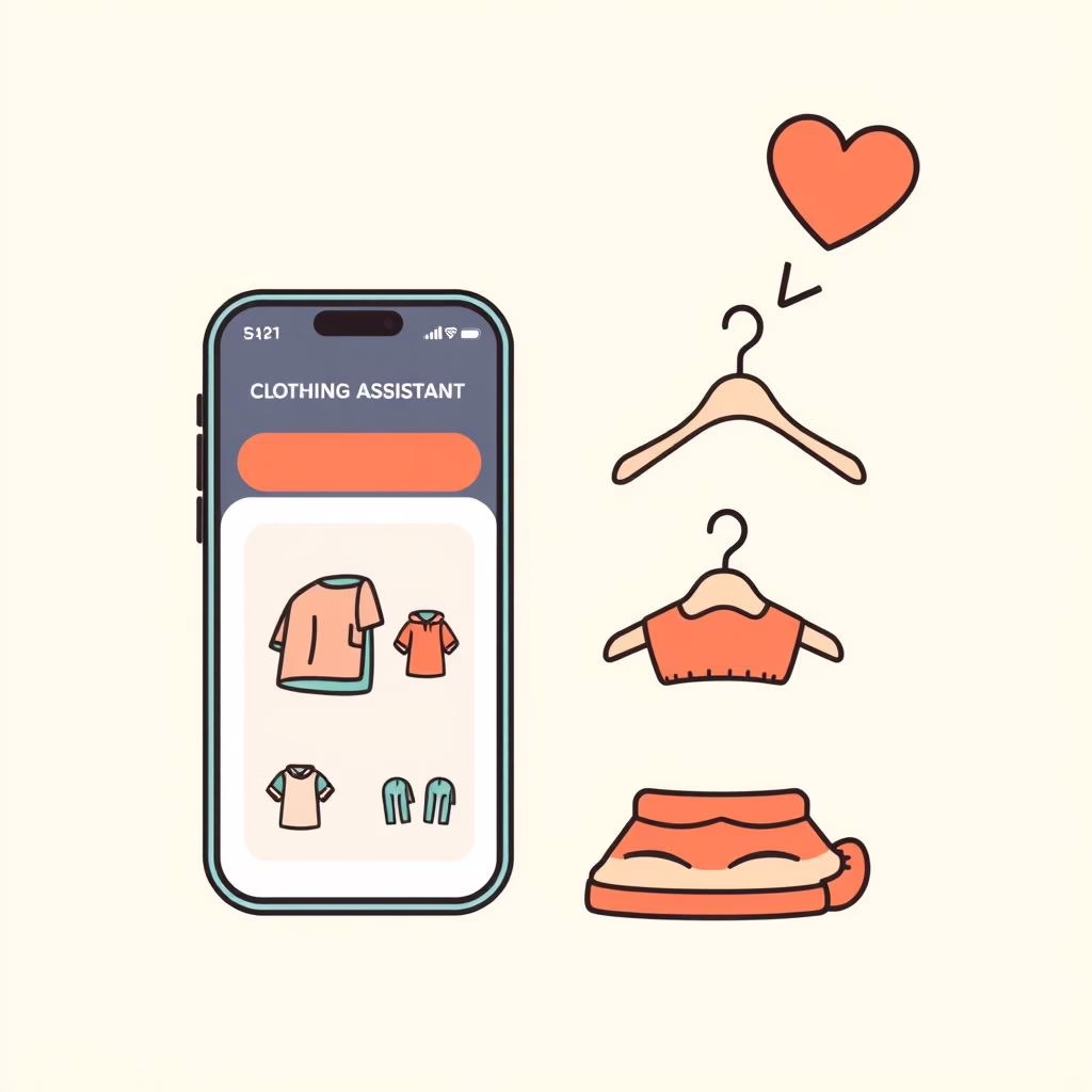 Child ignoring phone, happily dressing herself in mismatched clothes