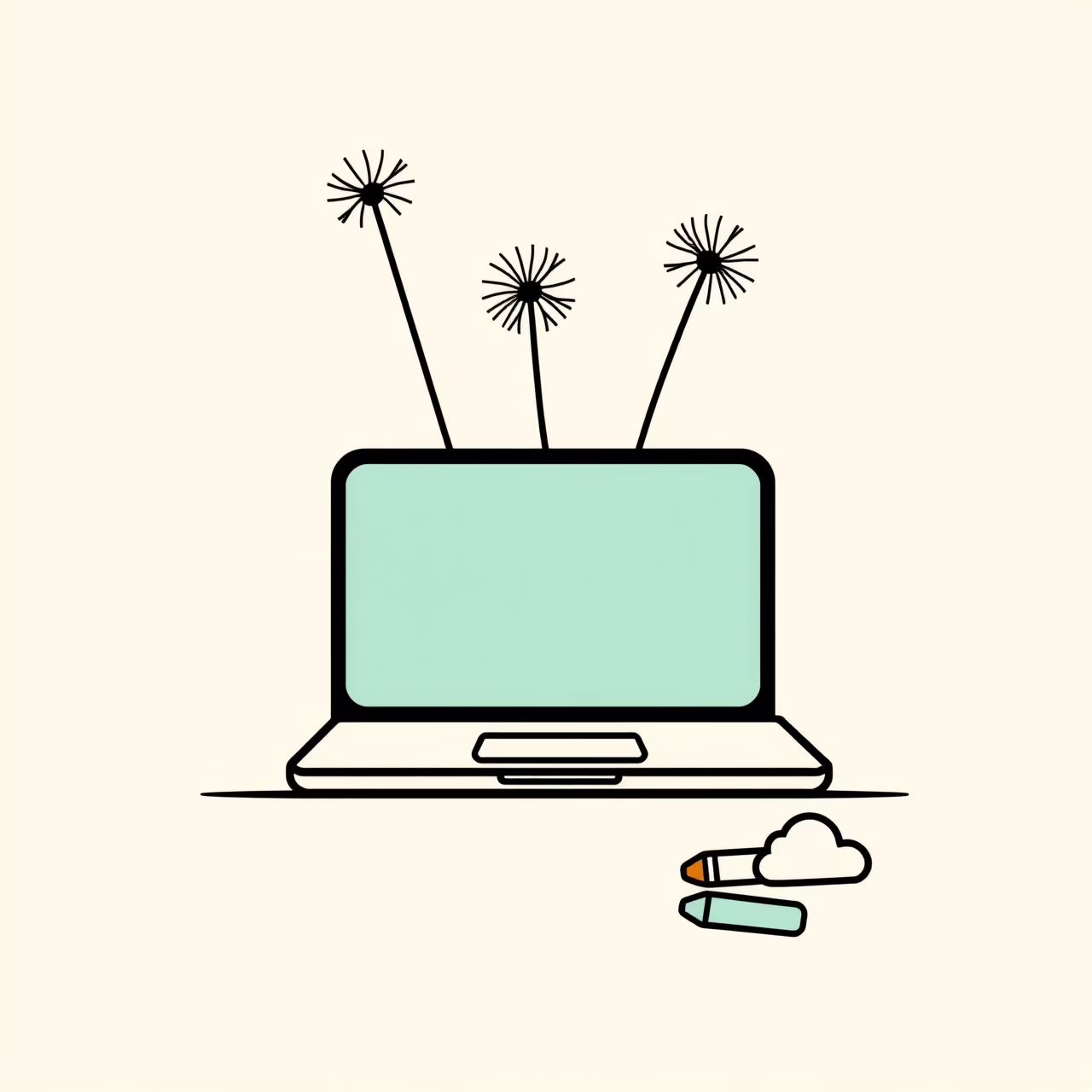 AI laptop and child's hands drawing