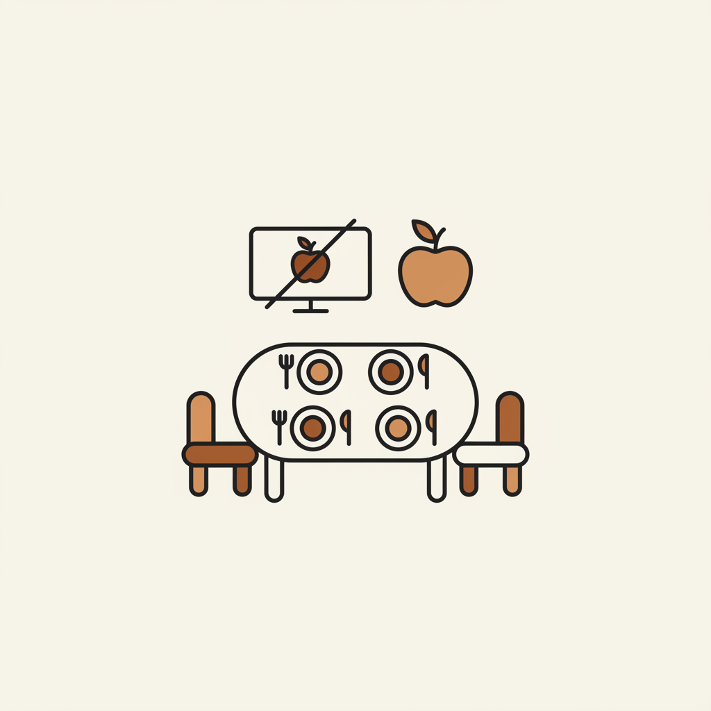 Repas familial sans écran avec rires et conversations