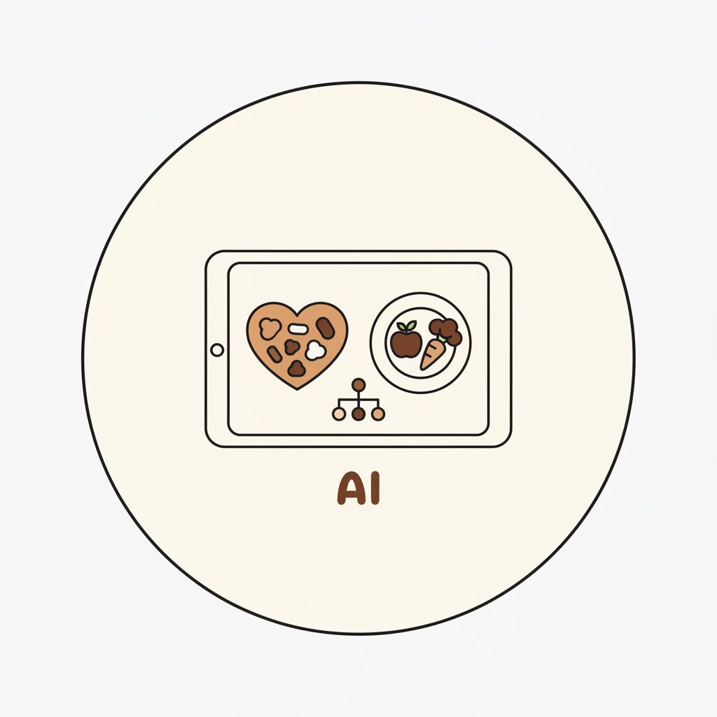 Keluarga memasak bersama dengan aplikasi rekomendasi nutrisi