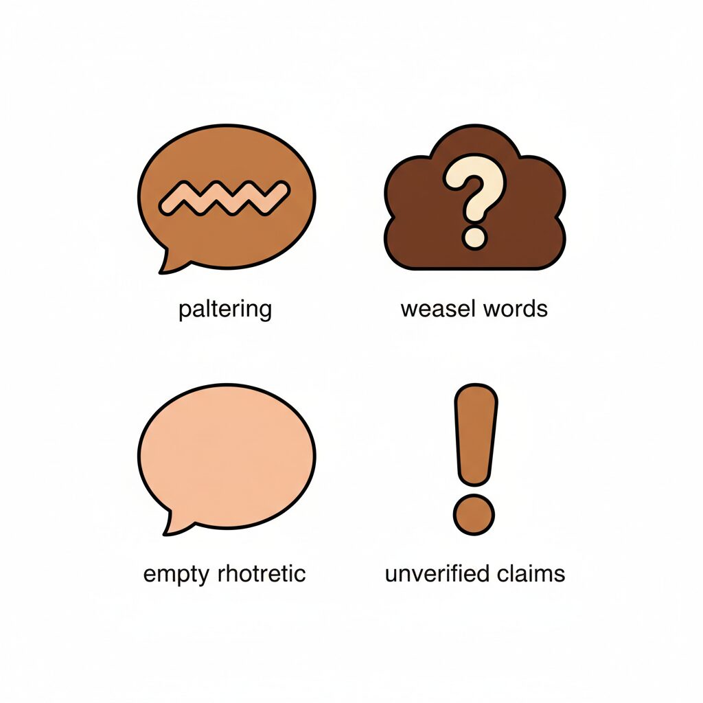 Four cartoon speech bubbles with question marks