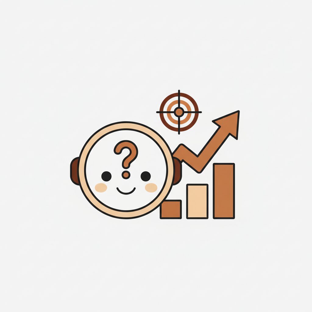 데이터와 만족도 그래프 앞에서 고민하는 사람의 실루엣