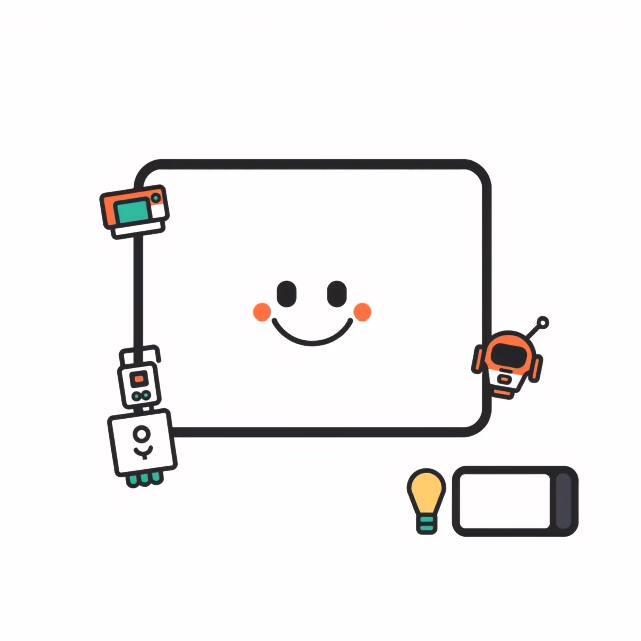 Child's hand holding glowing AI chip while adult points at blueprints