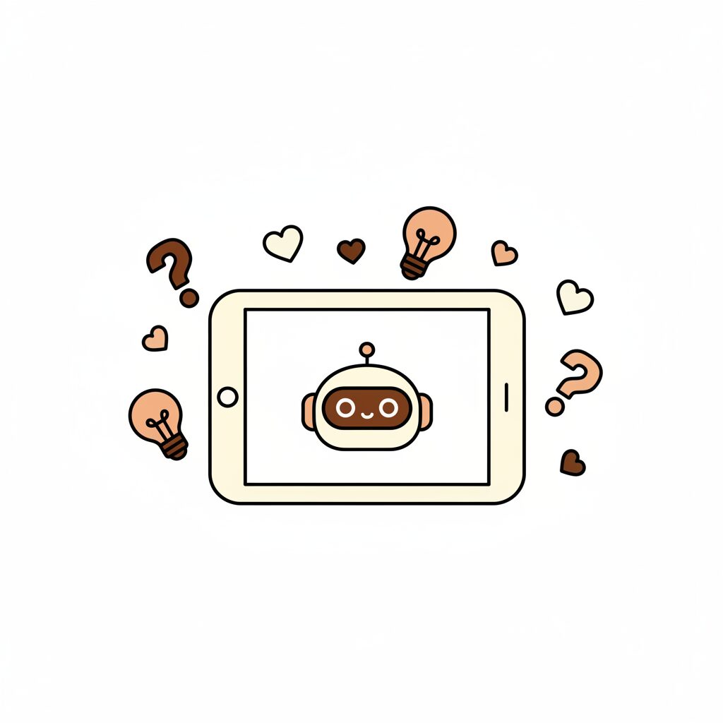 親子でタブレットを見ながら会話する温かい光景