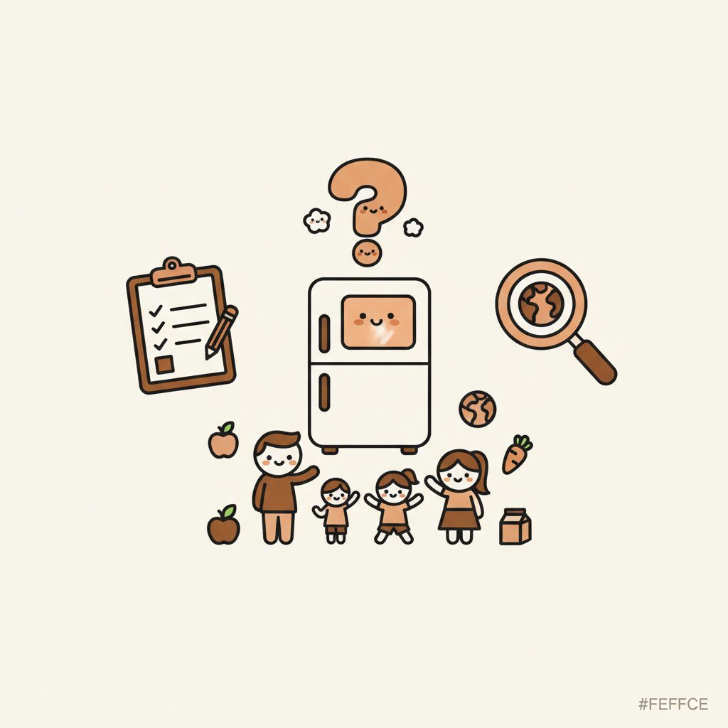 家族で冷蔵庫ゲームを楽しむ様子