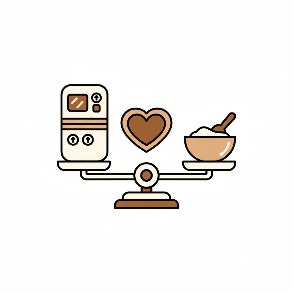 Familia cocinando junta en cocina moderna con nevera inteligente