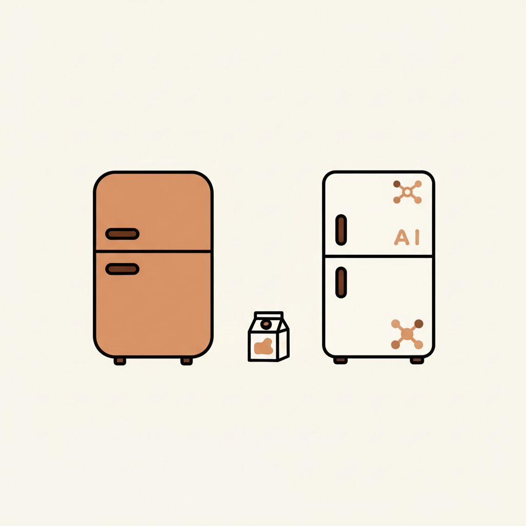 Frigo intelligent Samsung moderne dans une cuisine familiale