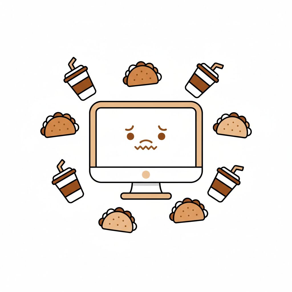 타코벨 AI 주문 실수 해프닝을 보며 생각에 잠긴 아빠와 딸의 뒷모습