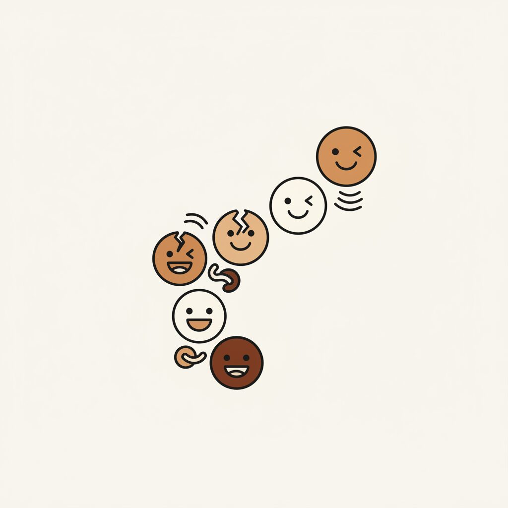 저녁 식탁에서 즐겁게 대화하며 웃는 행복한 가족의 모습