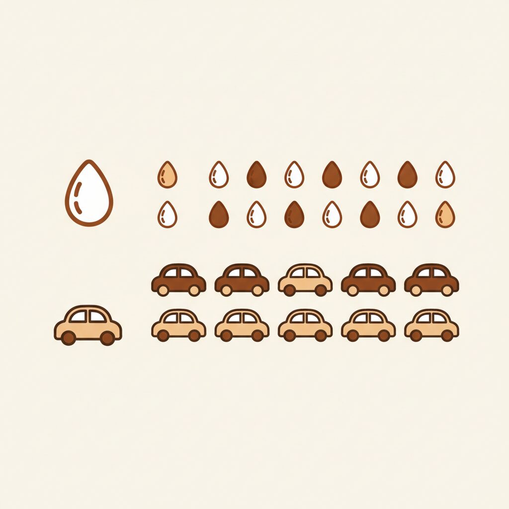 Illustration d'échelle montrant l'impact cumulé des requêtes IA