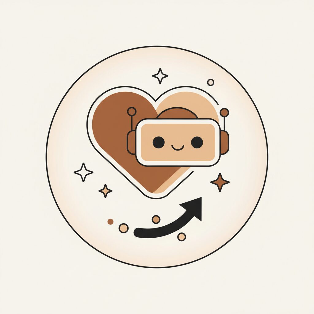 AIと人間の協働がもたらす温かい未来を想像する親子