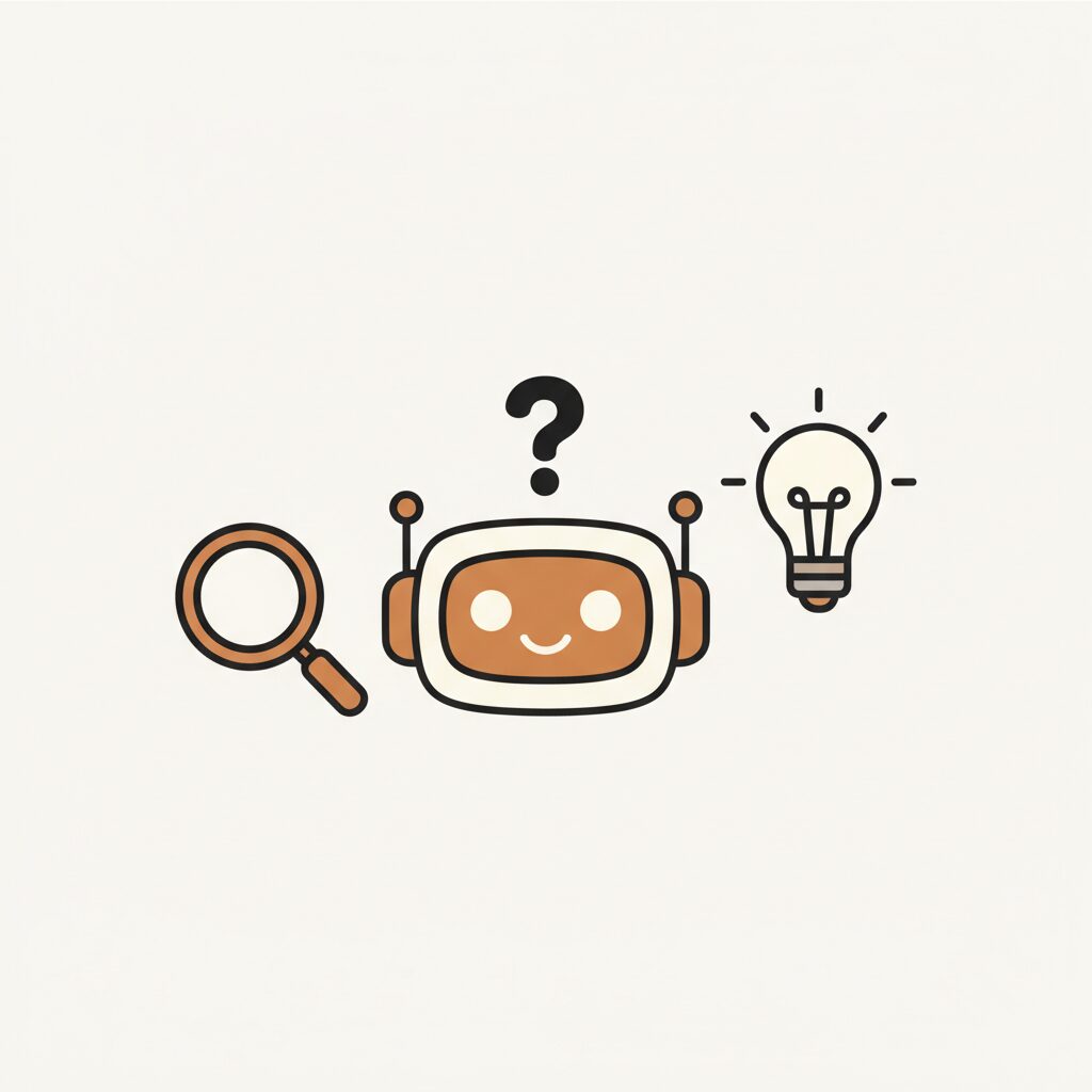 子供がAIロボットに興味津々で近づき、親が見守る光景