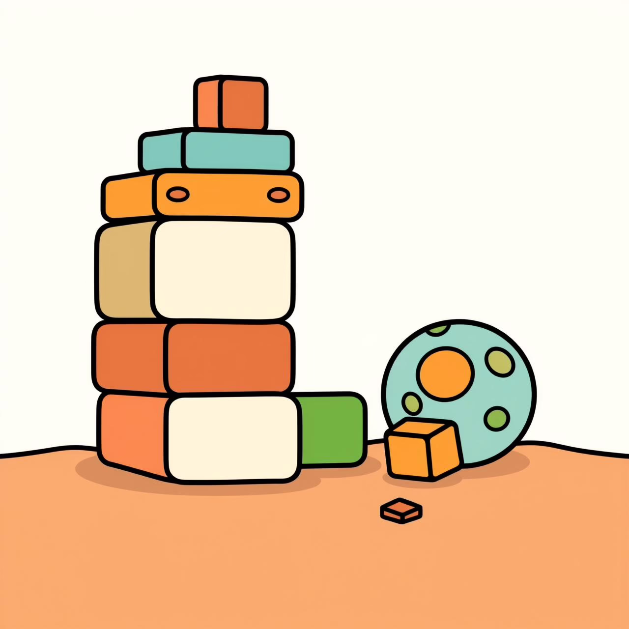 Child building block tower that wobbles during play