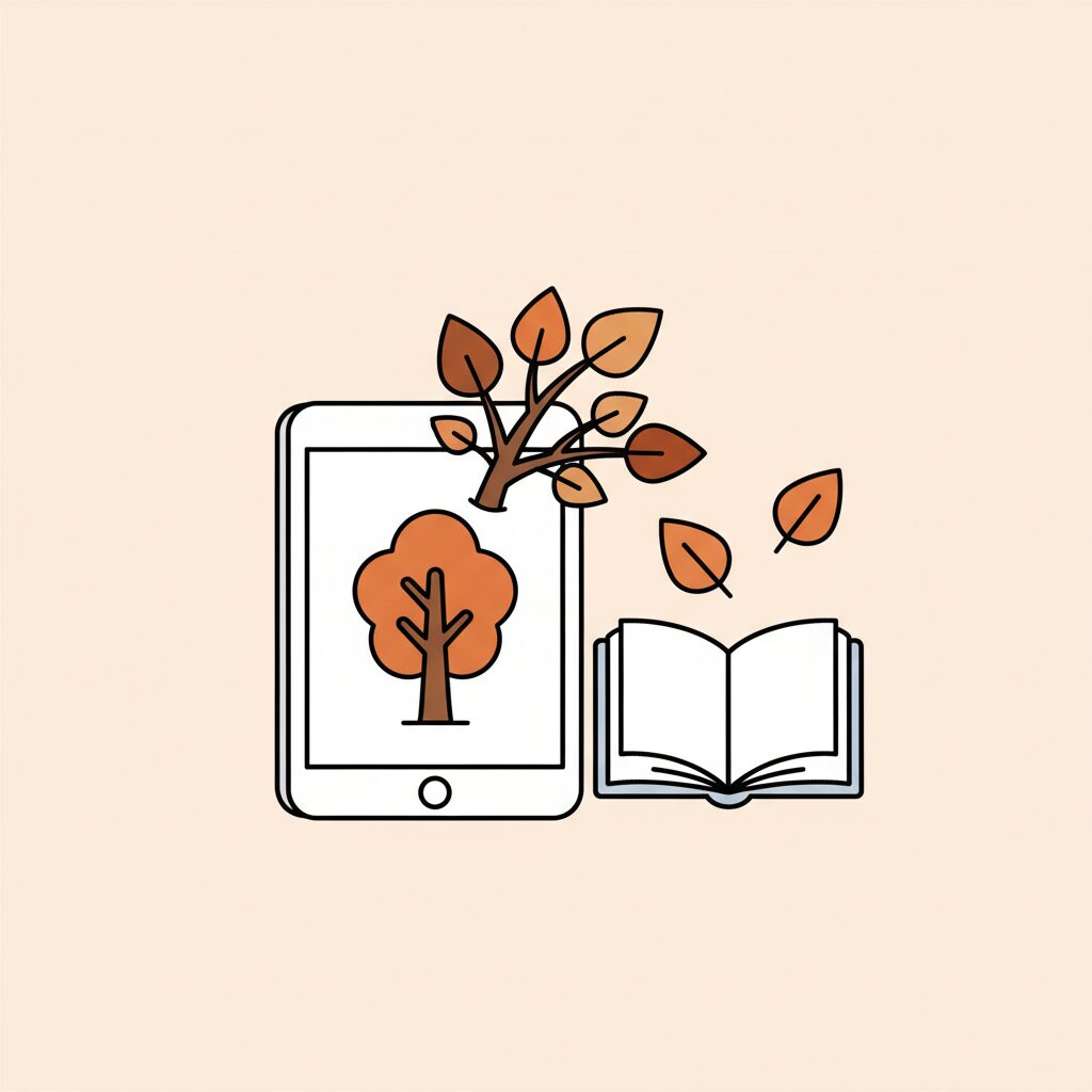 Criança equilibrando atividades tecnológicas e ao ar livre com supervisão parental