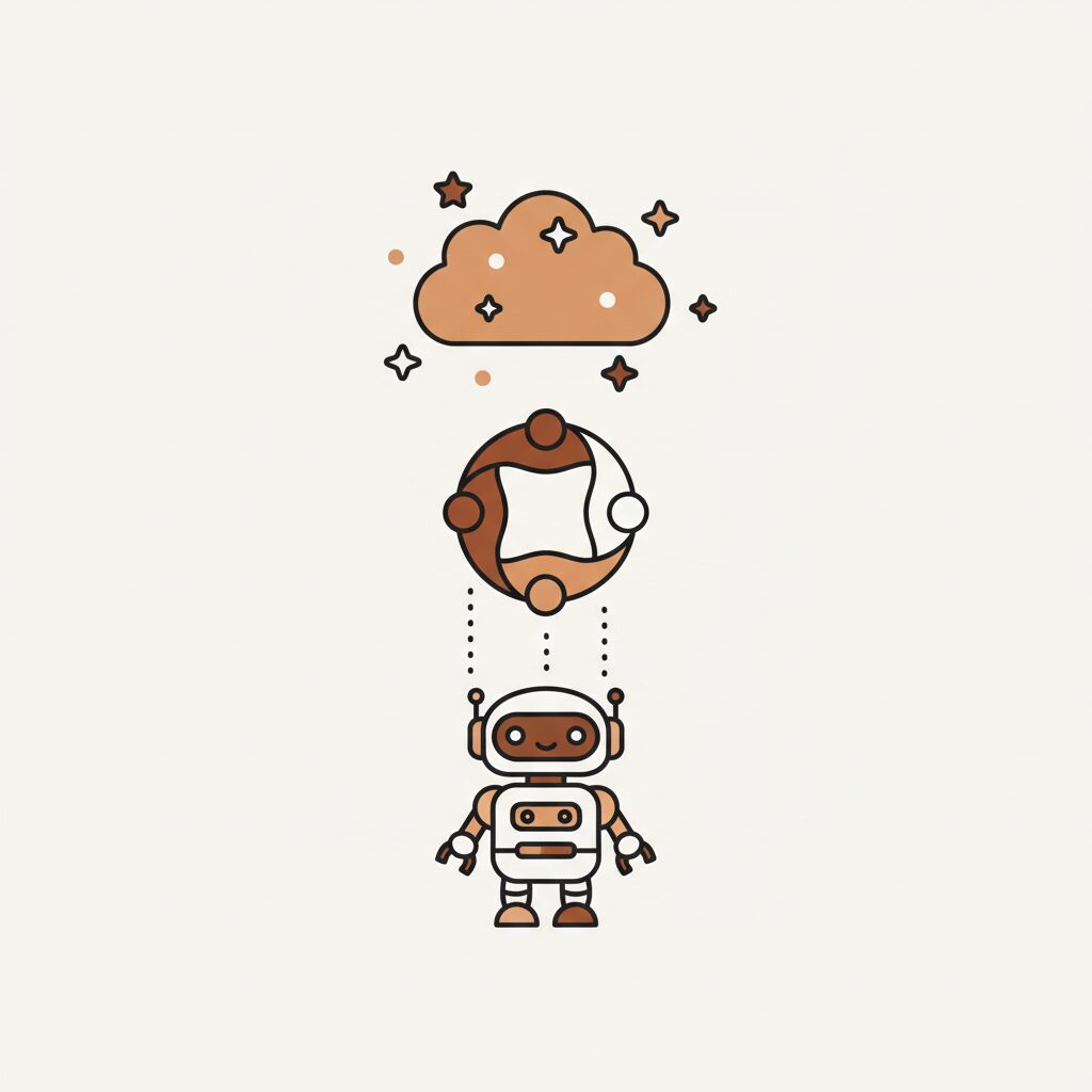 Famille imaginant ensemble un robot futuriste lors d'un voyage